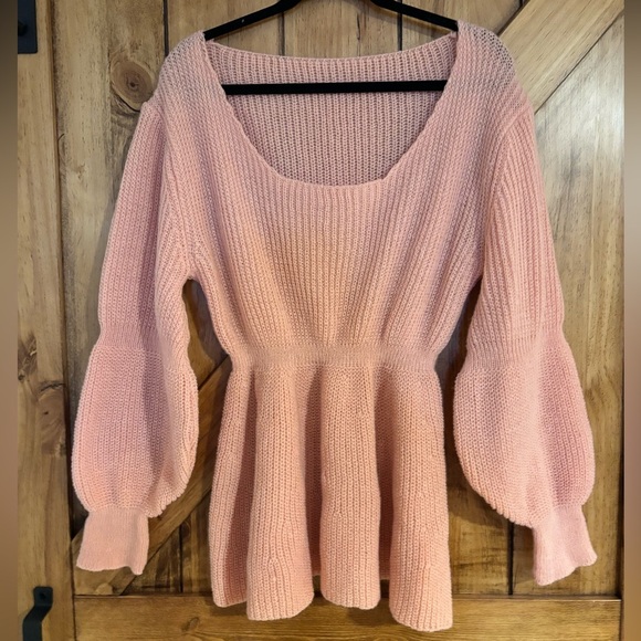 Plus Size Women’s Casual Scoop Neck Pull Over Sweater - Coral Pink Size 1x - Picture 2 of 7
